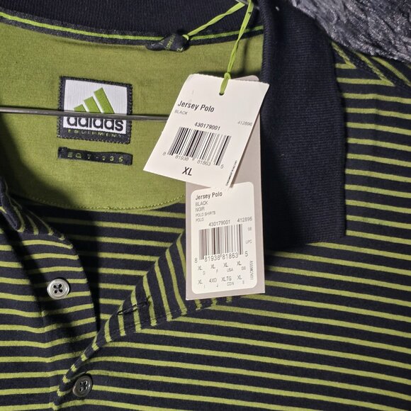 Adidas Equipment EQT Golf Polo Shirt Mens XL Black Olive Striped NWT - Picture 6 of 11